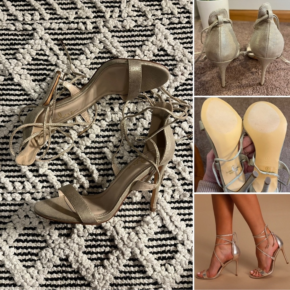 Lulu's Shimmering Gold Strappy Heels